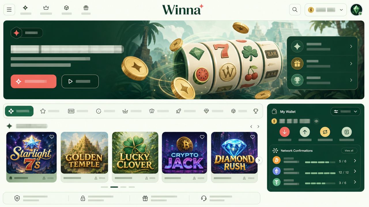 Winna Bitcoin casino homepage screenshot